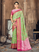 Green Cotton Silk Woven Saree